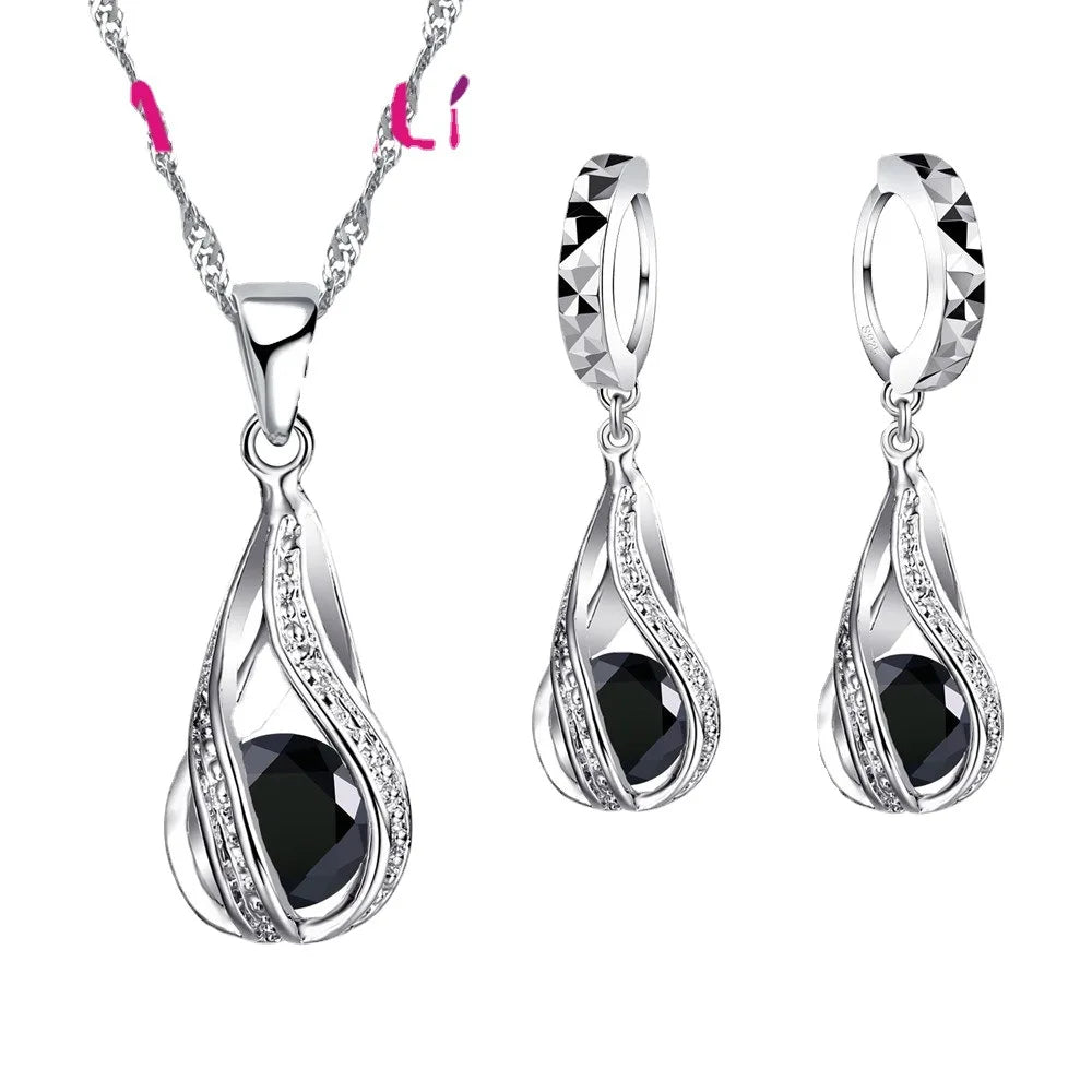 3-Piece Black Crystal Necklace & Earring Set | Nixie Jewelry