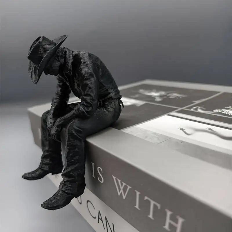 3D Cowboy Figurine Retro Western Sculpture Home Decor Ornament Decorative Figurine Nixie
