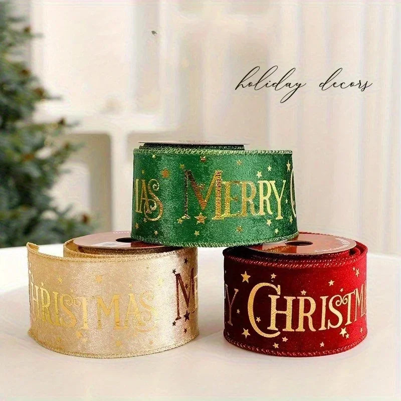 Christmas Velvet Ribbon for Crafts & Gift Wrapping – 3 Yards Craft Ribbon Nixie