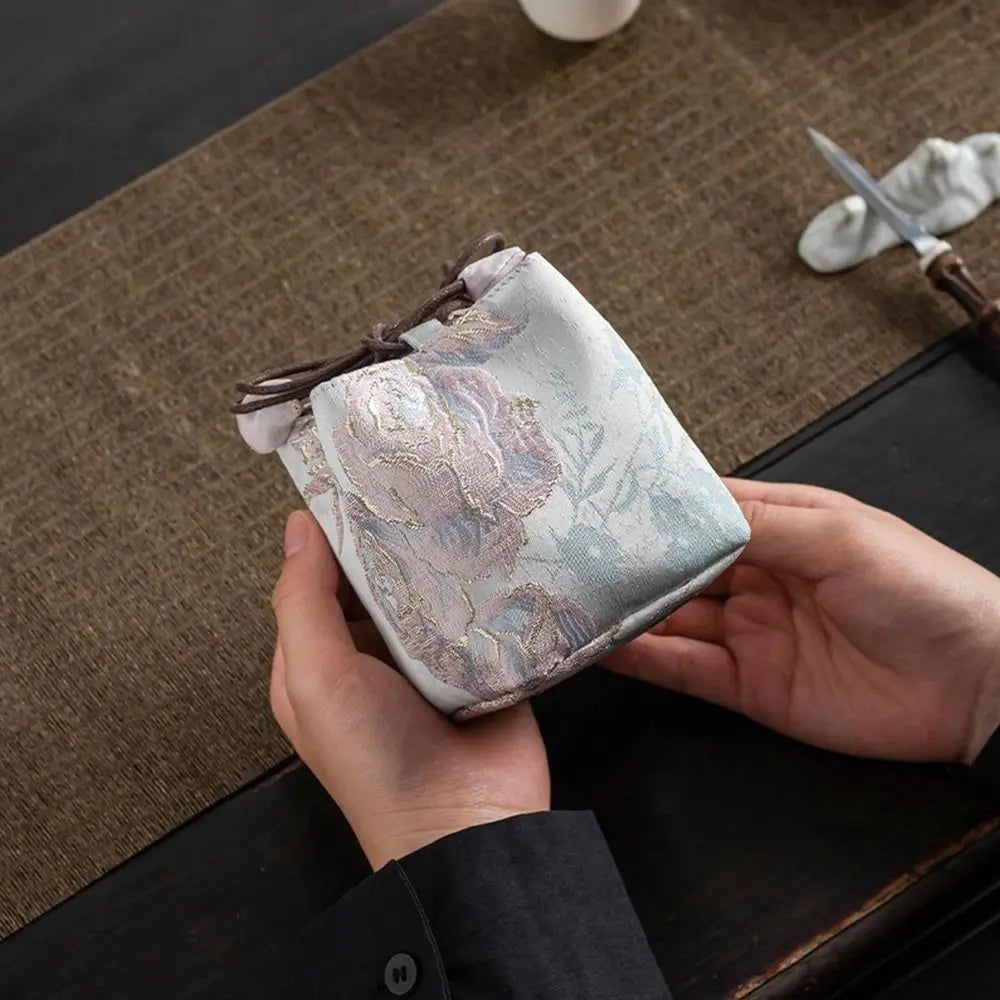 Brocade Tea Set Storage Bag – Chinese Embroidered Teapot Pouch Tea Storage Bag Nixie