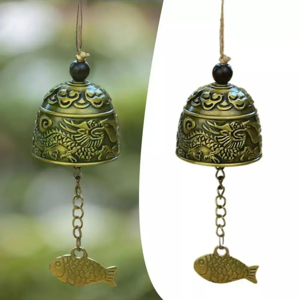 Handmade Dragon & Fish Temple Wind Bell – Retro Wall Décor
