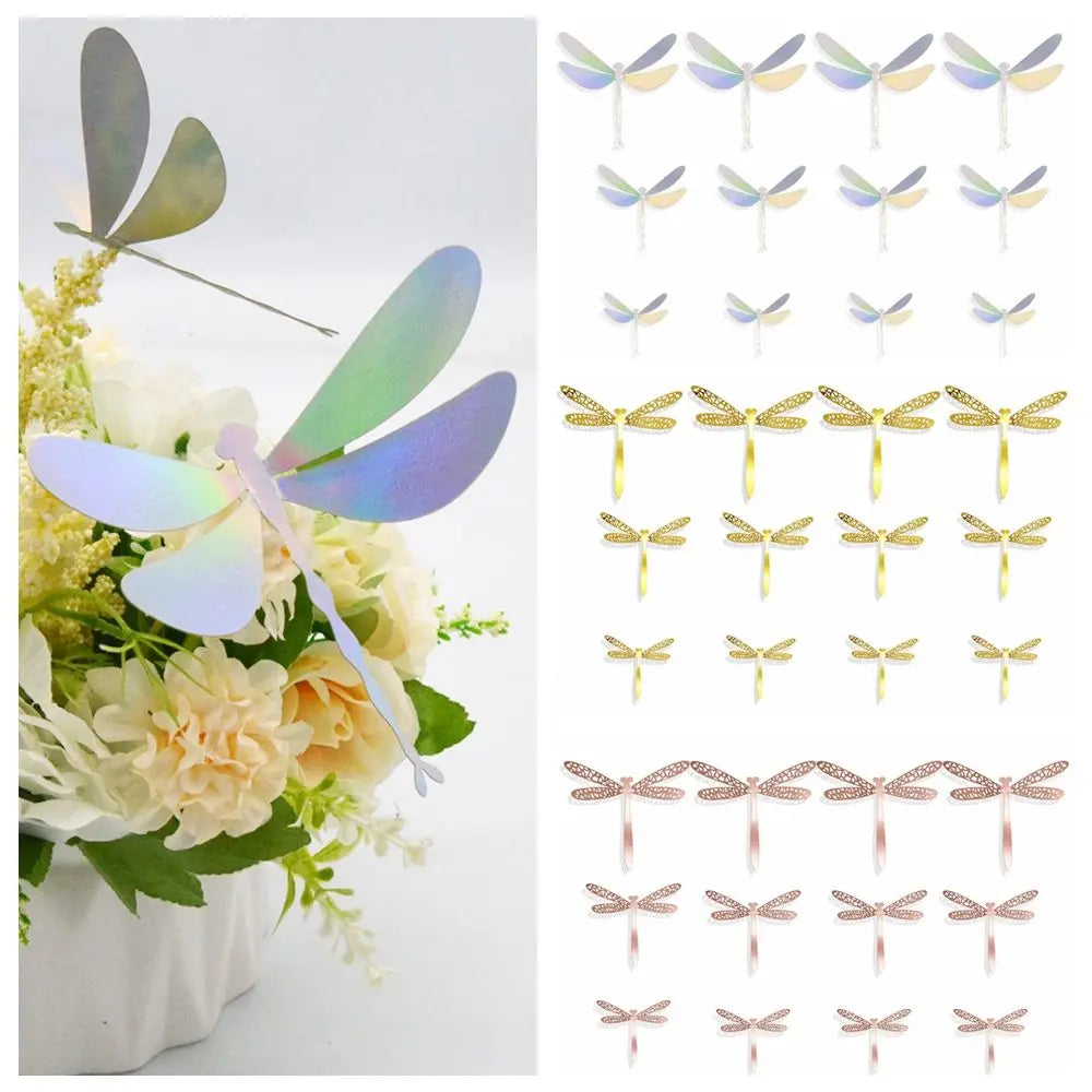 3D Dragonfly Wall Decals 12pcs – Gold Silver Rose Gold Stickers Wall Decal Stickers Nixie