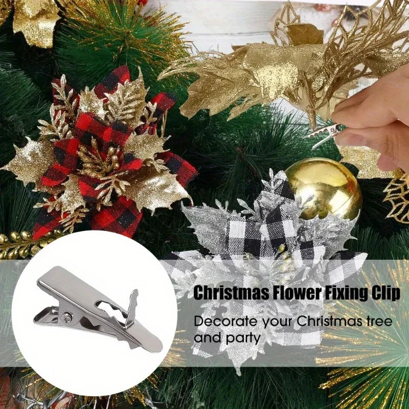 Mini Metal Ornament Clips for Christmas Tree, Wedding & Party