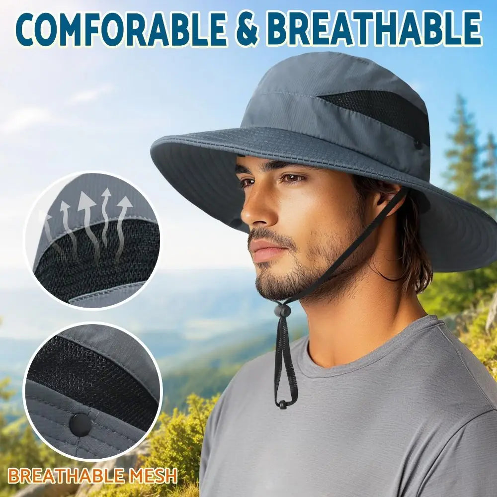 Wide Brim UV Bucket Hat – Breathable Mesh Sun Hat Unisex Wide Brim Sun Hat Nixie