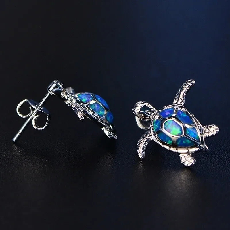 Sea Turtle Pink Simulated Opal Dangle Drop Earrings Dangle Drop Earrings Nixie