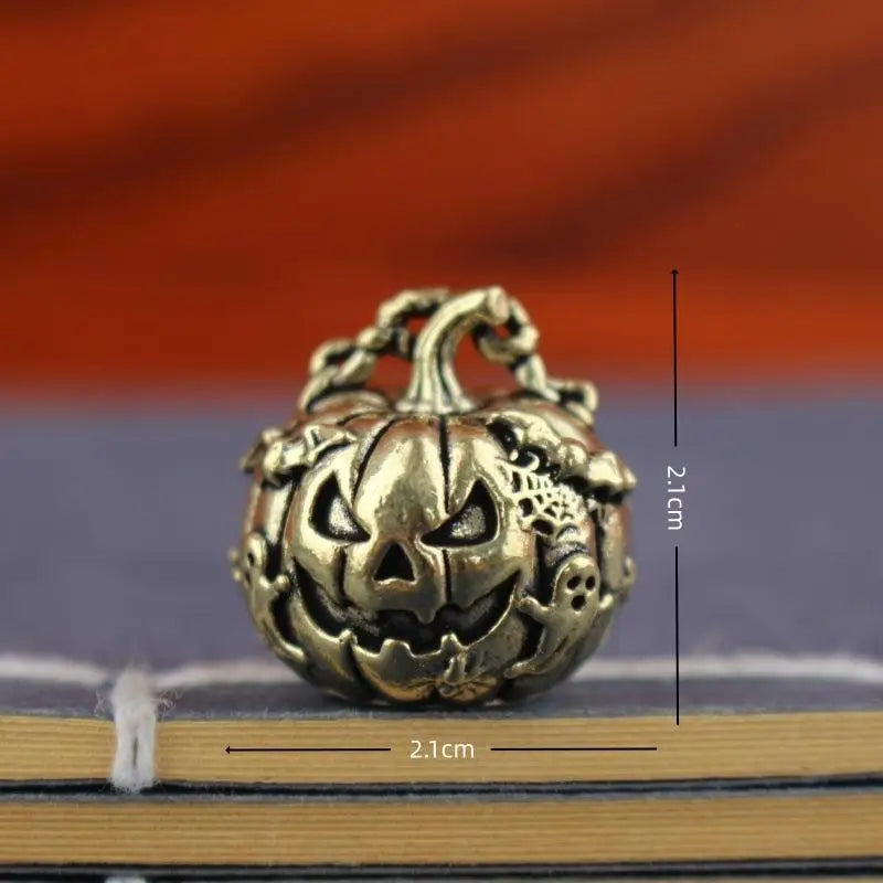 Vintage Brass Halloween Pumpkin Charm Pendant | DIY Keychain Craft Charm Pendant Nixie