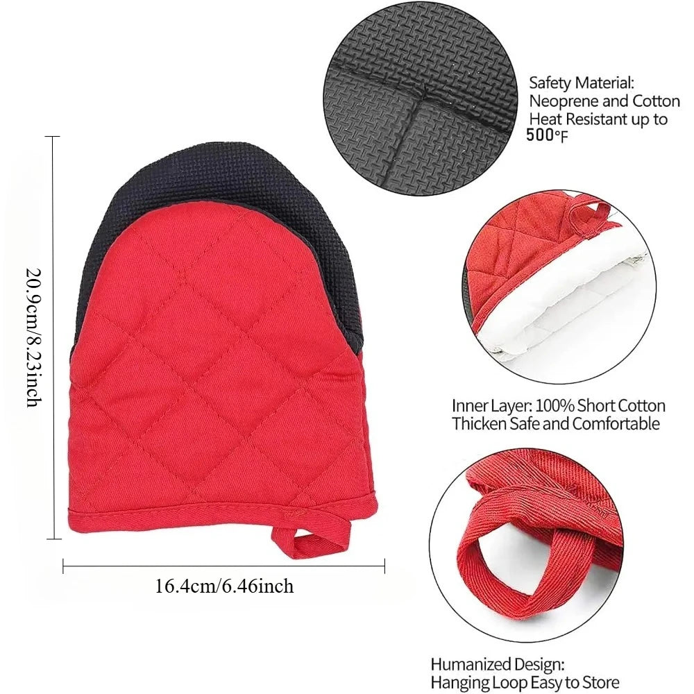 Heat-Resistant Non-Slip Oven Mitts for BBQ Baking & Cooking