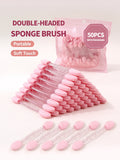 50Pcs Double-Sided Nail Art Sponge Brush Chrome Powder Applicator Nail Art Applicator Nixie Pink