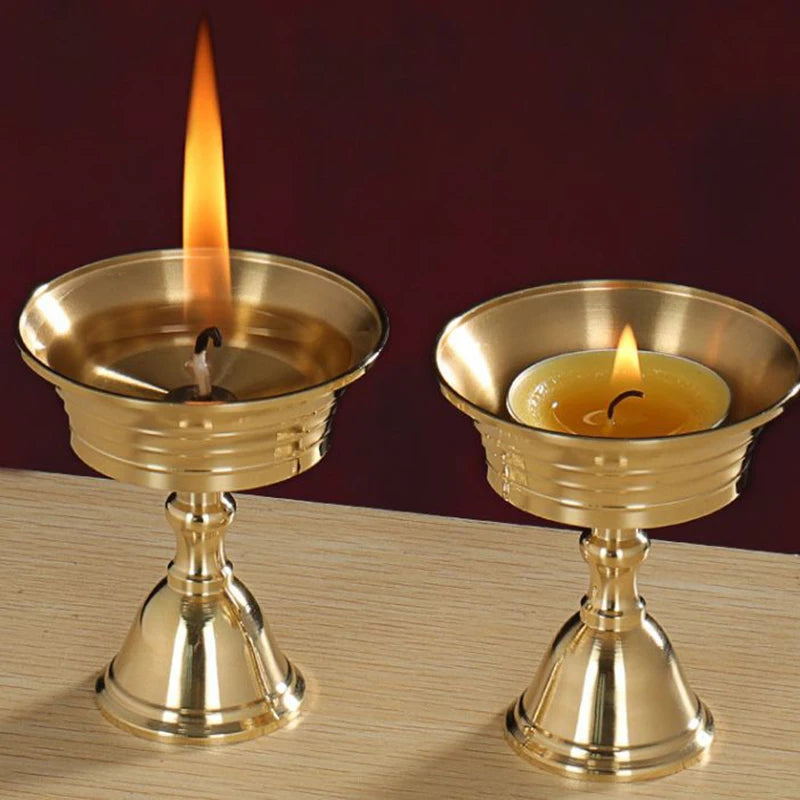 Brass Butter Lamp Candle Holder – Golden Retro Candlestick Candle Holder Nixie