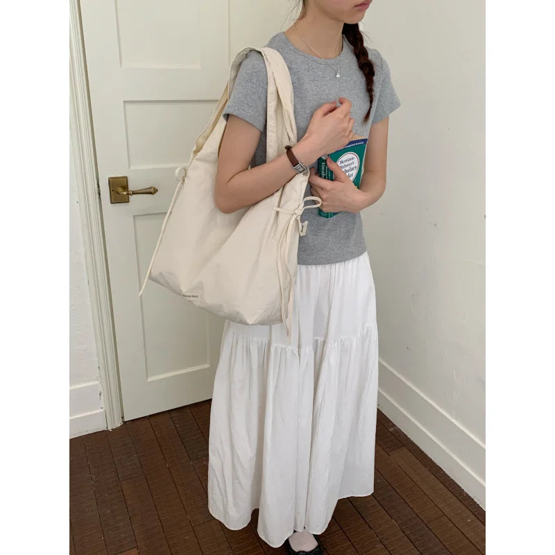 Large Capacity Korean Canvas Tote Bag – Lace-Up Women's Bag Canvas Tote Bag Nixie