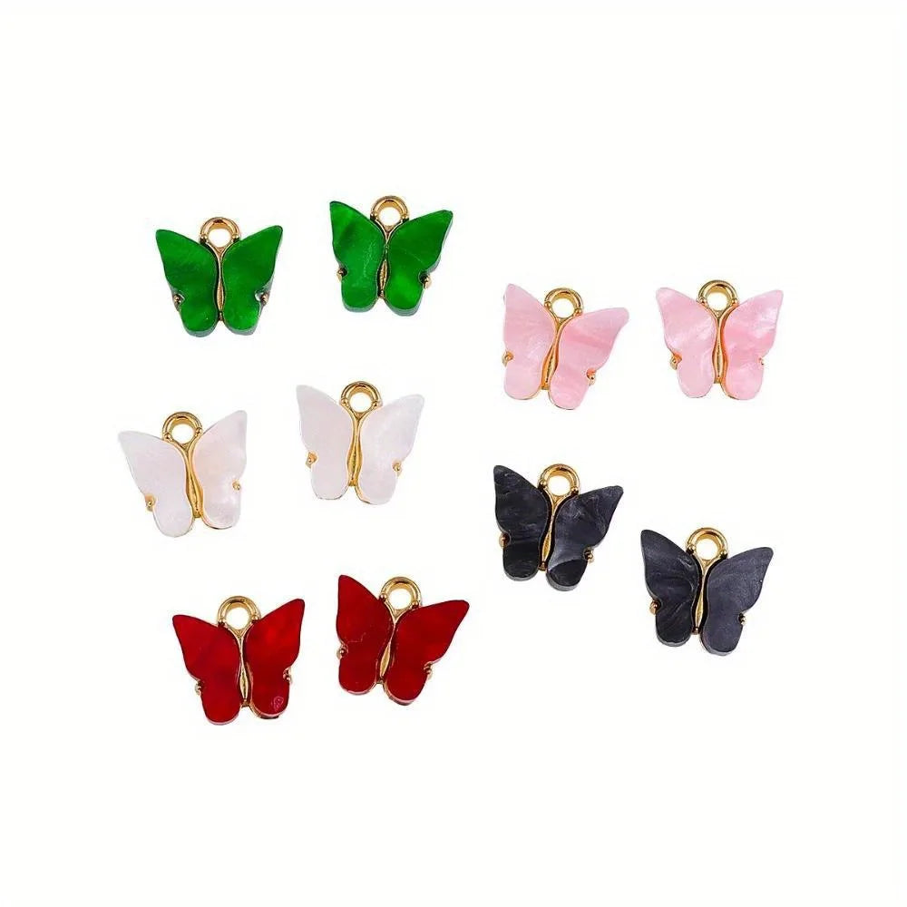 10Pcs Multicolor Acrylic Butterfly Charms for DIY Jewelry Making Jewelry Making Charms Nixie