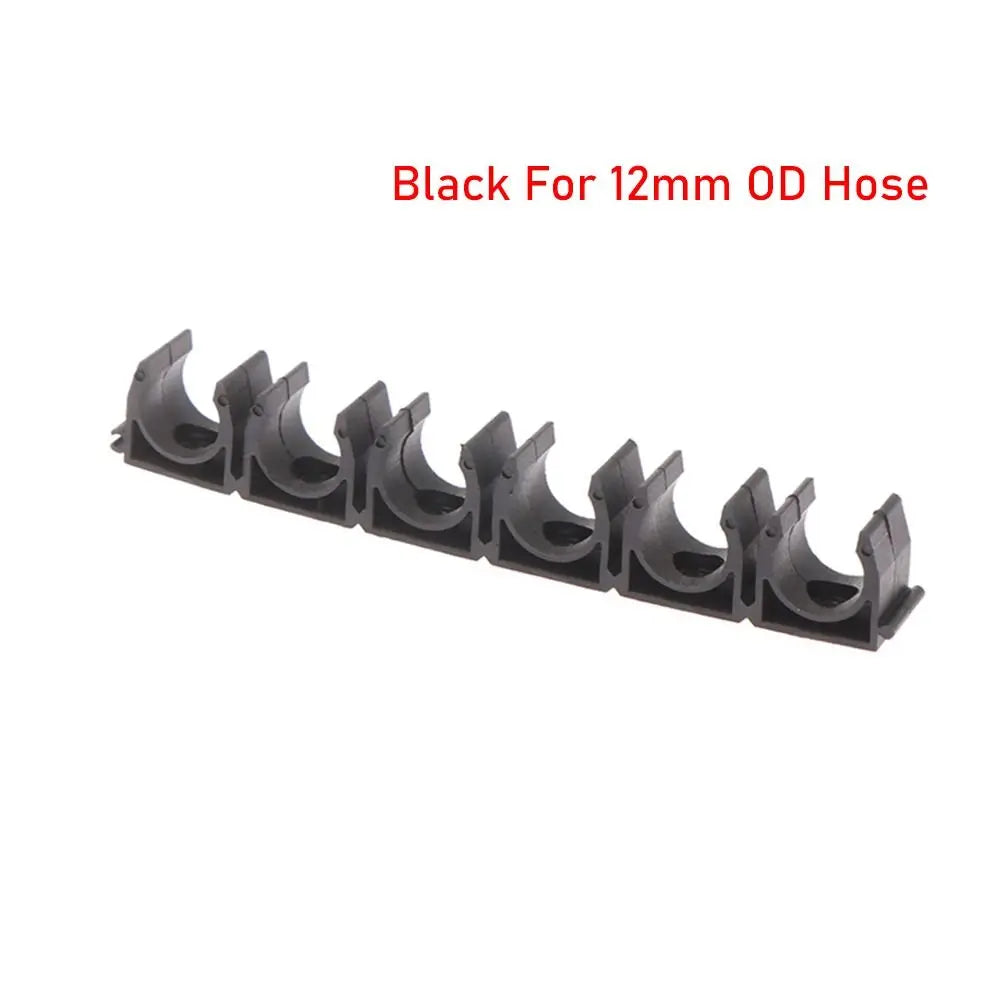 6-Way Nylon Pipe Clamp | 4mm–20mm Air & Water Hose Holder Pipe Clamp Holder Nixie Black 12mm OD Hose