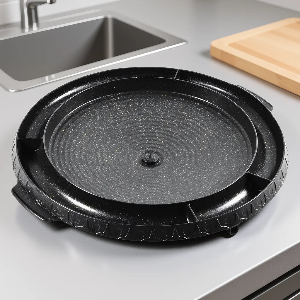 KOSUN Round Nonstick Smokeless Grill Pan – Indoor & Outdoor BBQ Nonstick Grill Pan Nixie