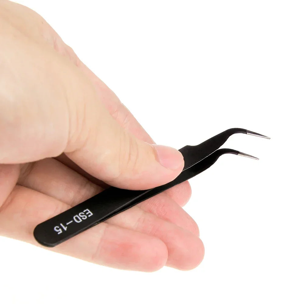 Anti-Static ESD Stainless Steel Tweezers for PCB & Phone Repair