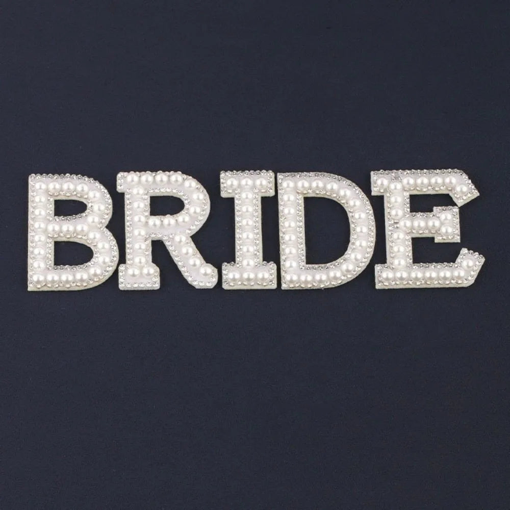 Pearl Rhinestone Letter Patches – Adhesive Non-Woven Appliqué Craft Letter Patches Nixie