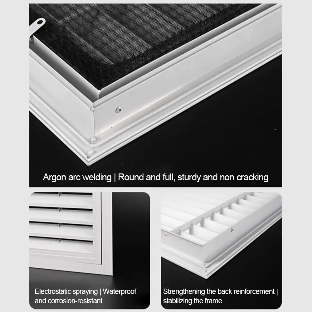 Aluminum Square Air Vent Grille White Gable Vent with Mesh Screen Air Vent Grille Nixie