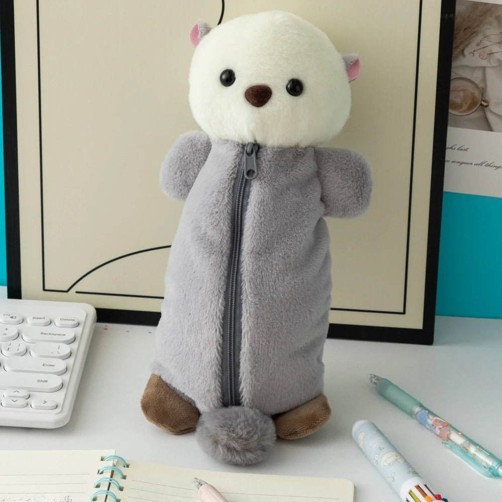 Cute Sea Otter Plush Pencil Case – Large Capacity Stationery Bag Plush Pencil Case Nixie