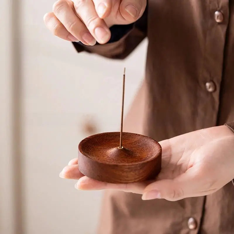 Black Walnut Round Incense Burner & Agarwood Tray Holder Incense Burner Tray Nixie
