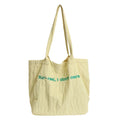 Pleated Letter Embroidery Tote Bag – Large Capacity Shoulder Bag Embroidery Tote Bag Nixie BB-1246 Yellow
