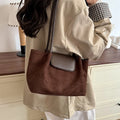 Nixie Women's Faux Suede Shoulder Bag – Retro Satchel Tote Suede Shoulder Bag Nixie Coffee