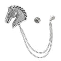 Vintage Horse Head Brooch with Chain | Zinc Alloy Animal Pin Animal Brooch Pin Nixie Silver