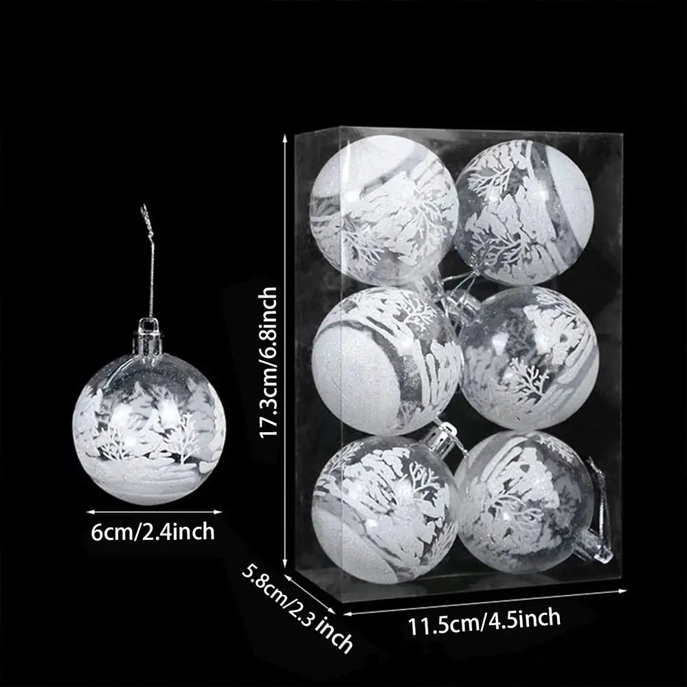 6pcs Clear Christmas Baubles 6cm Transparent Snow Ball Ornaments Christmas Ornaments Nixie