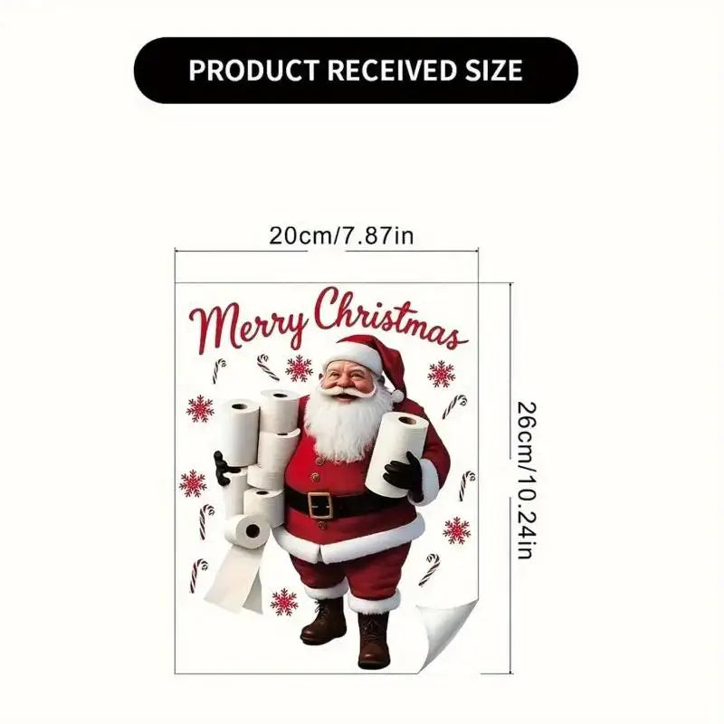 Christmas Santa Claus Toilet Lid Sticker | Waterproof PVC Bathroom Holiday Sticker Nixie