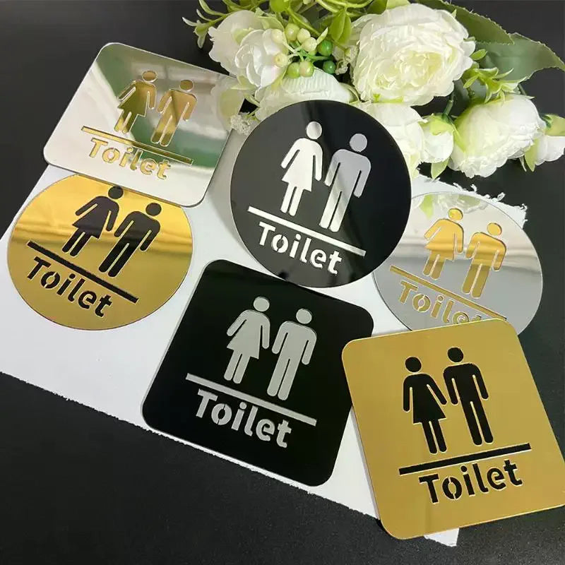 Acrylic Bathroom Sign Men & Women – Round & Square 3.94in Bathroom Door Sign Nixie