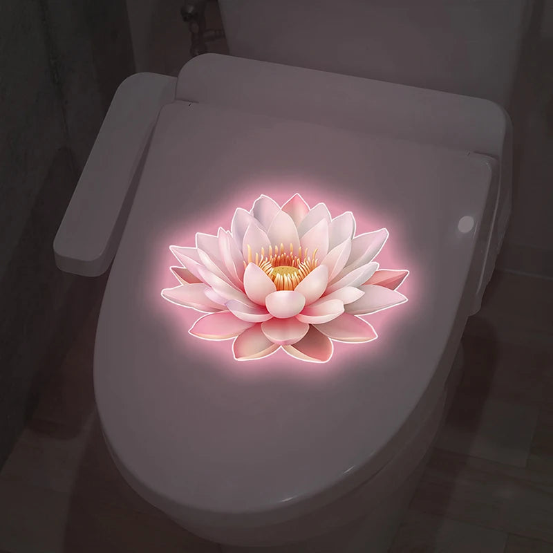 Luminous Lotus Toilet Seat Sticker – Glow-in-Dark PVC Decal Bathroom Wall Decal Nixie