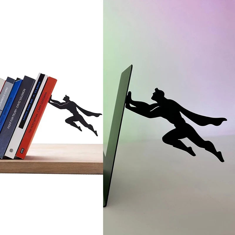 Superhero Bookend Metal Figurine | Desktop Book Organizer Decorative Bookend Nixie Default Title