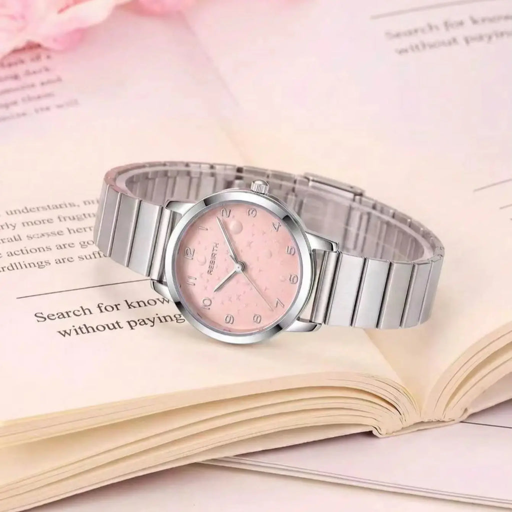 REBIRTH Women's Gold Starry Sky Dial Quartz Watch | 3 Bar Women's Quartz Watch Nixie