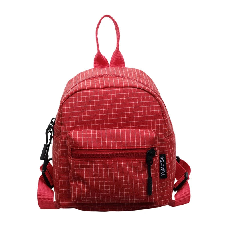 Women's Lightweight Mini Plaid Nylon Backpack – Casual Style