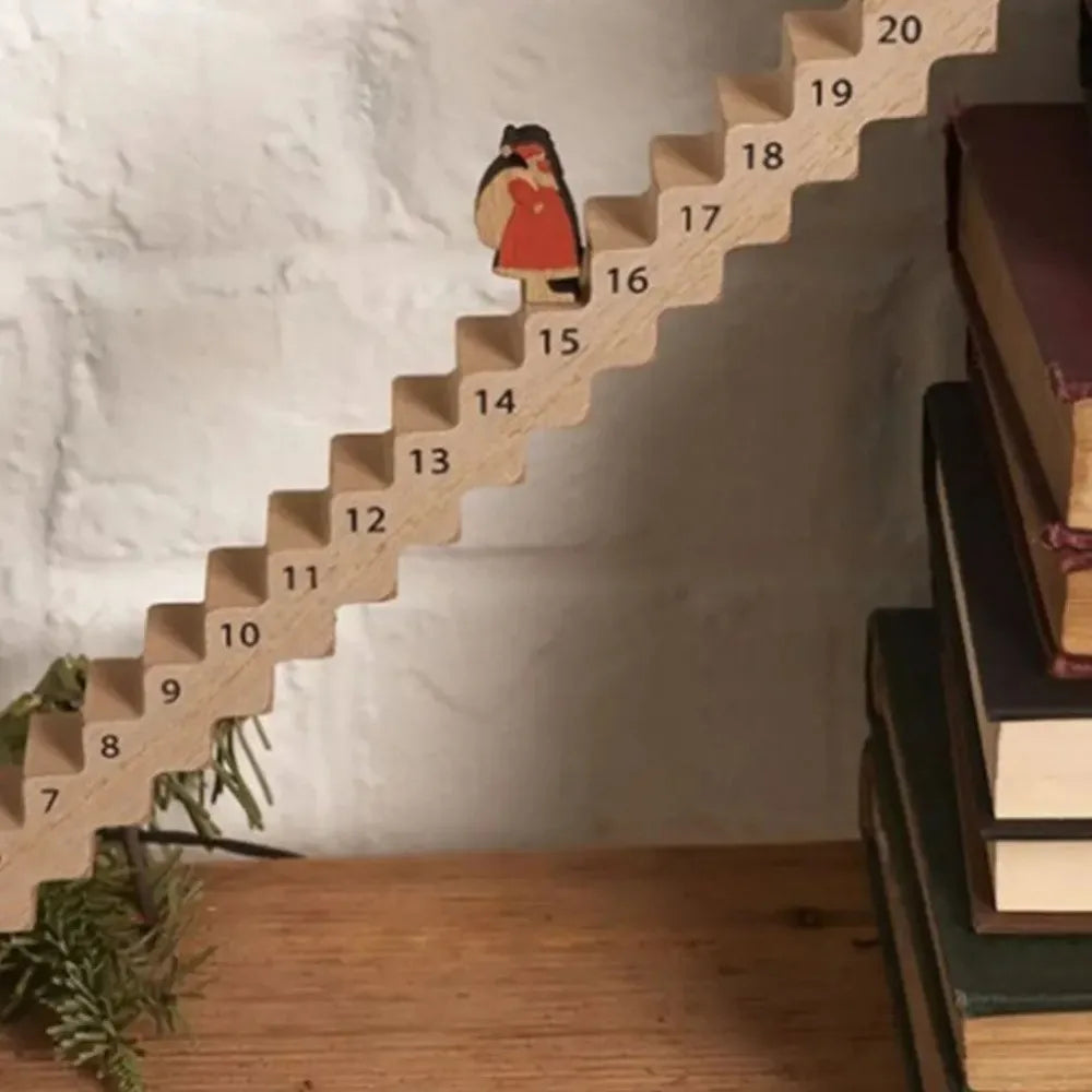 Wooden Christmas Advent Countdown Calendar Stair Decoration