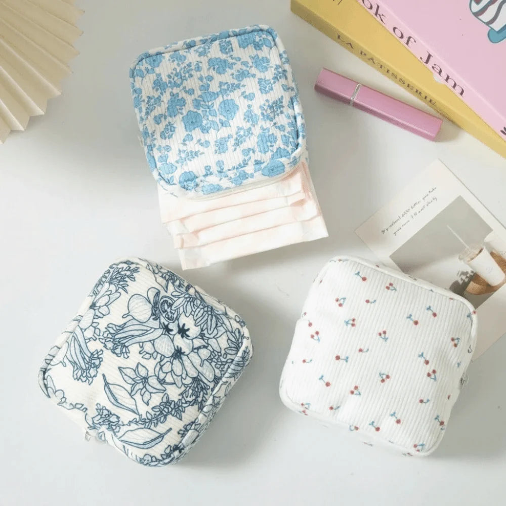 Mini Corduroy Makeup Bag – Portable Square Cosmetic Pouch