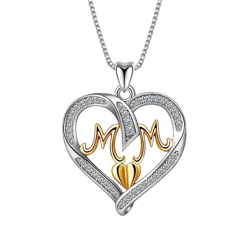 Heart Love Mom Pendant Necklace – Zinc Alloy Mood Tracker Pendant Necklace Nixie RED-BROWN
