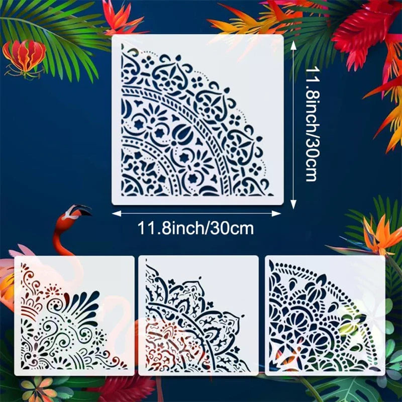 Reusable Mandala Stencils – PET Templates for Wall & Fabric