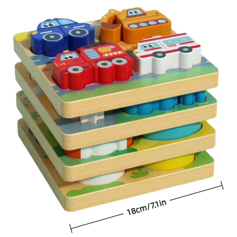 4-in-1 Wooden Animal Jigsaw Puzzle Set – Toddler Learning Toy Wooden Kids Puzzle Nixie