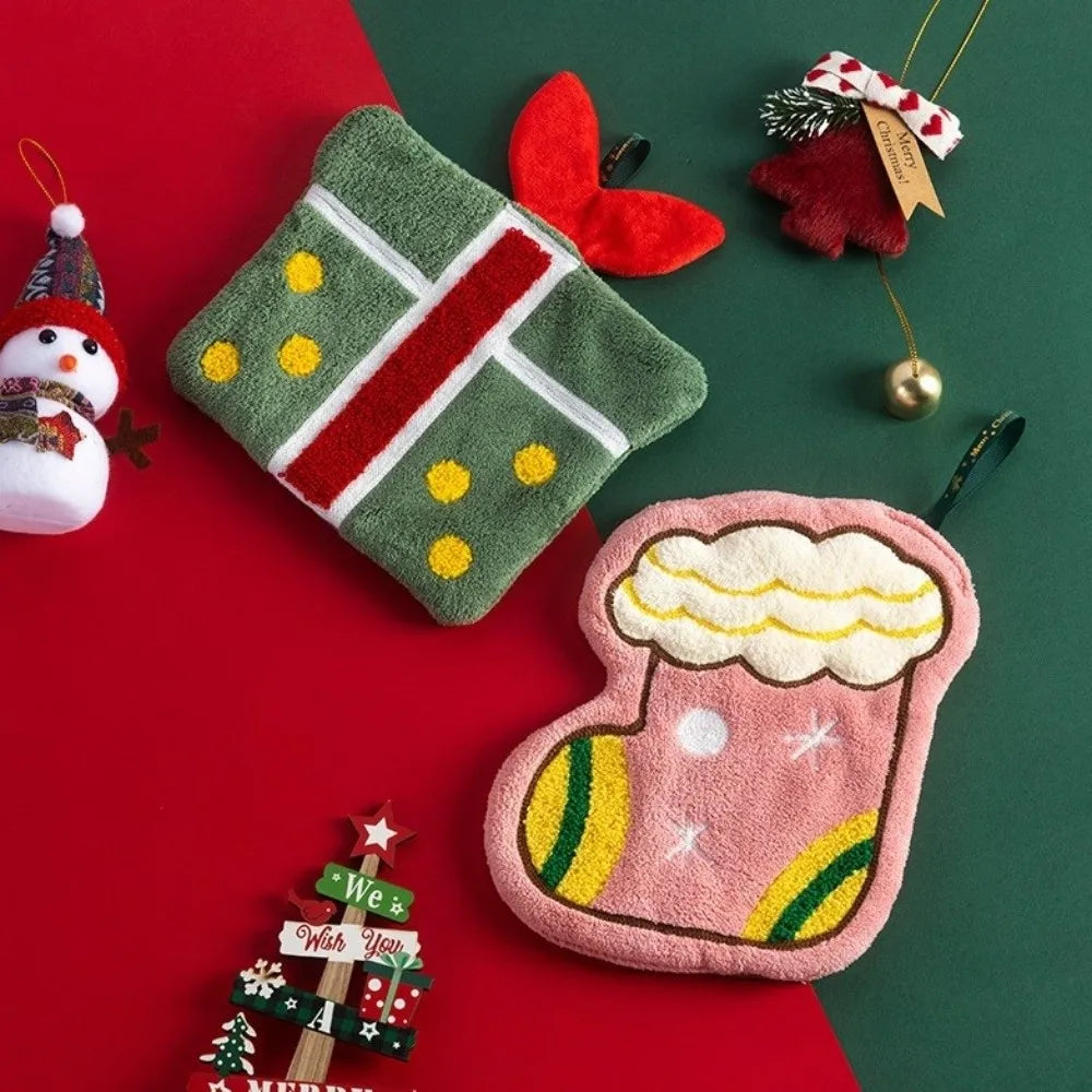 Cartoon Snowman Christmas Hand Towel – Coral Fleece Quick-Dry Christmas Hand Towel Nixie
