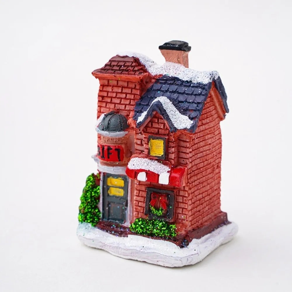 LED Christmas Village Miniature Light House Resin Ornament Christmas Village Ornament Nixie