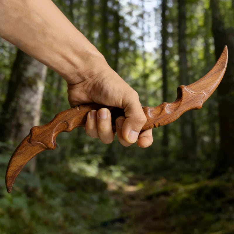 Sandalwood Carved Knife Ornament | Decorative Wood Handicraft Wooden Knife Ornament Nixie