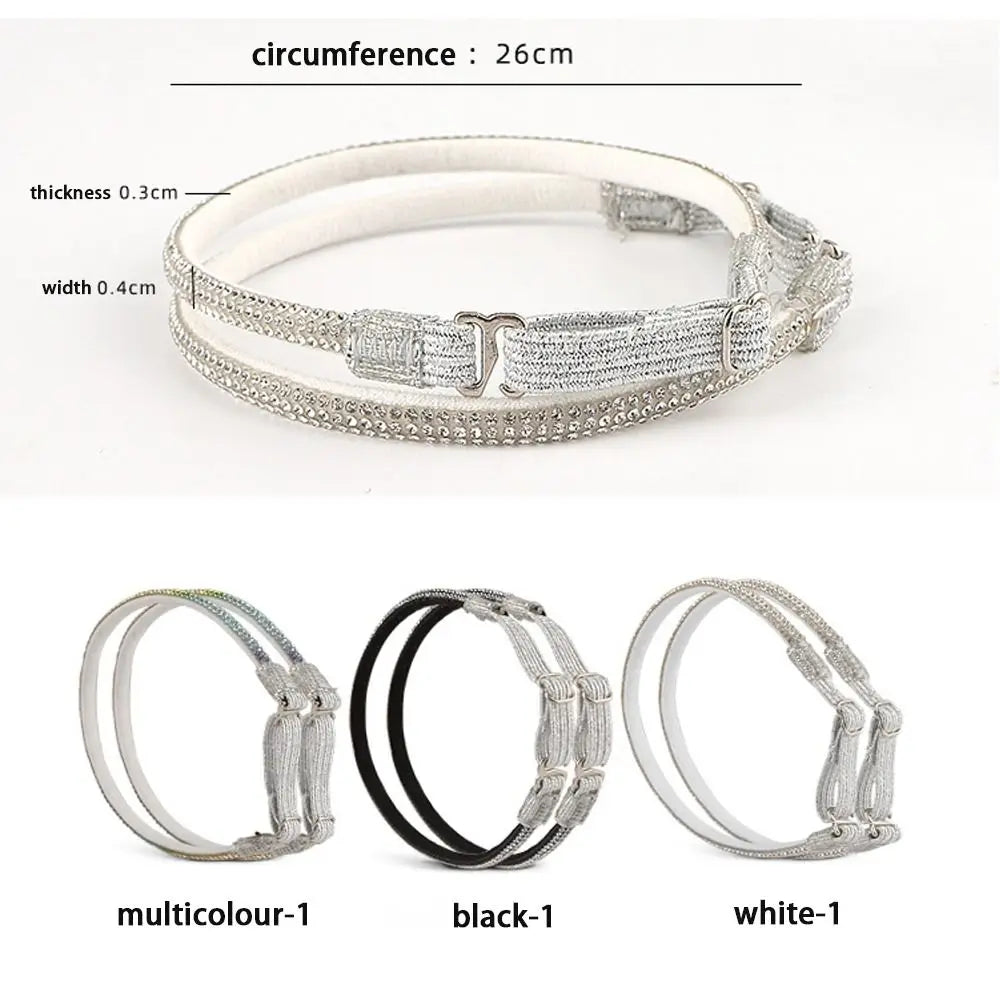 2 Pairs Rhinestone Elastic Ankle Straps for High Heels