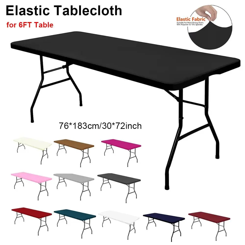 6FT Spandex Stretch Elastic Fitted Rectangle Tablecloth Fitted Tablecloth Nixie