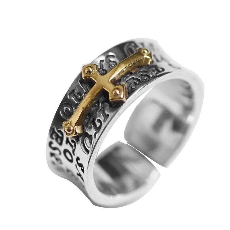 Punk Cross Ring | Zinc Alloy Adjustable Geometric Crystal Ring Fashion Ring Nixie resizable WHITE