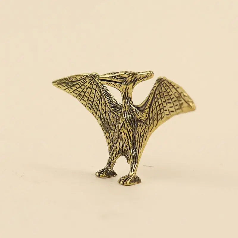 Solid Brass Pterosaur Mini Statue – Dinosaur Desktop Ornament