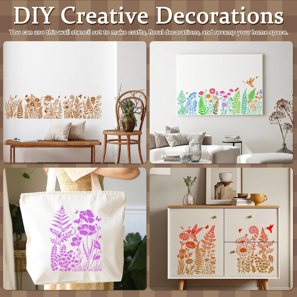 12pc Reusable Wildflower Stencils – DIY Floral Painting Templates Painting Stencil Set Nixie