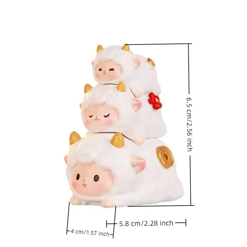 Kawaii Lucky Sheep Blind Box Figurine Set – Chinese Style Decor Collectible Figurine Set Nixie