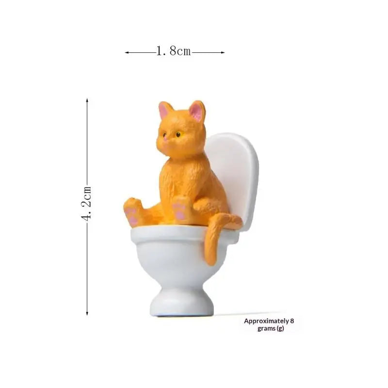 Funny Cat on Toilet Resin Figurine – Cute Kitten Decor Gift Resin Cat Figurine Nixie A9