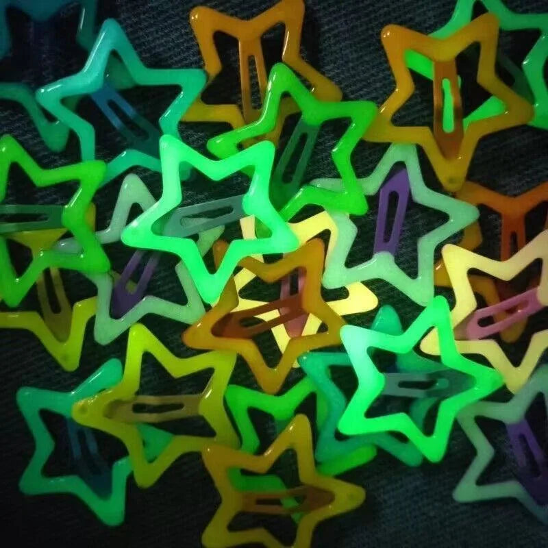 10pcs Glow in the Dark Star Heart Hair Clips for Girls Kids Hair Barrettes Nixie