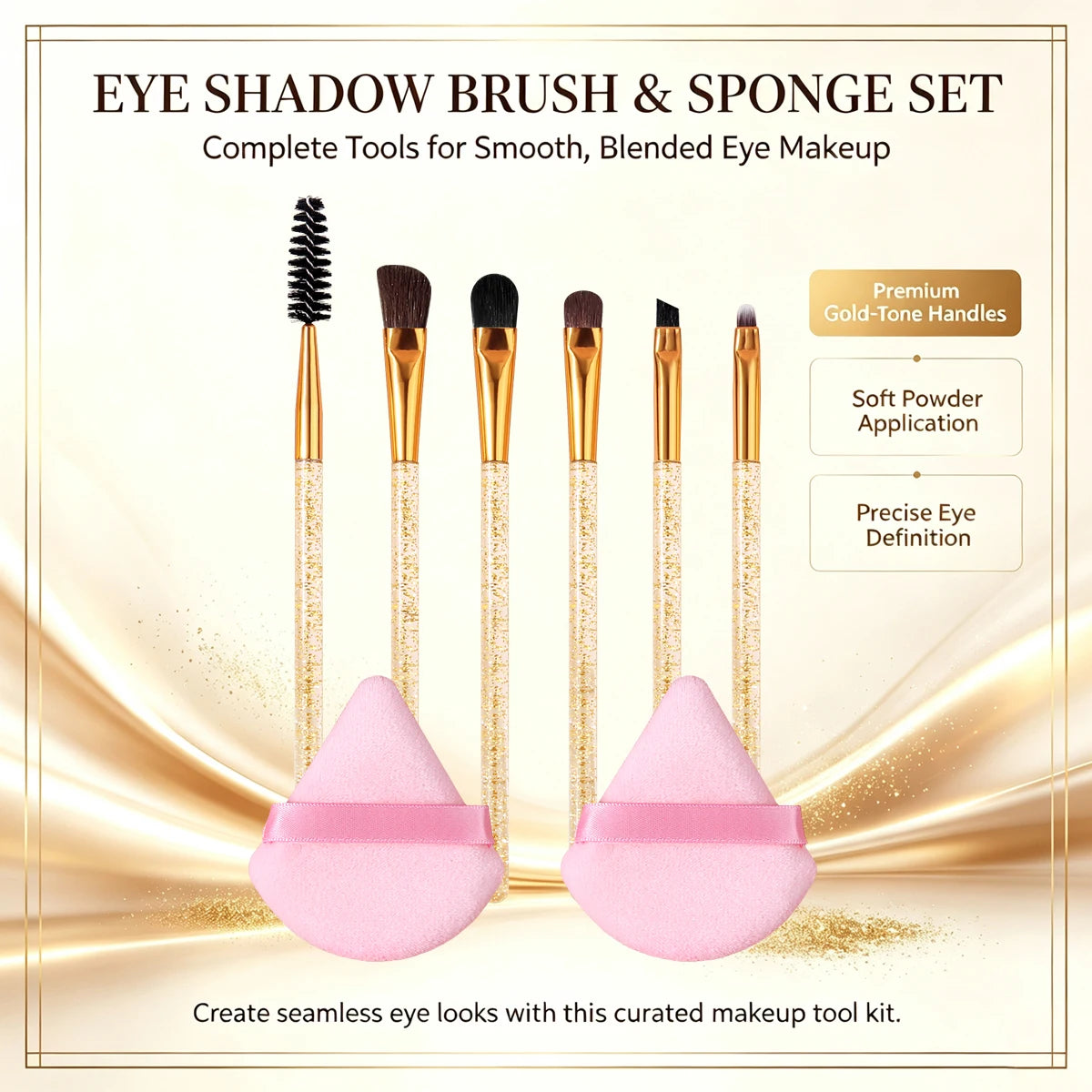 8-Piece Makeup Brush Set – Eye, Brow, Liner & Sponge Puff Makeup Brush Set Nixie