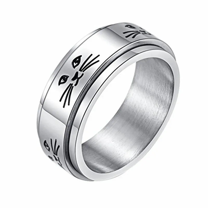Spinner Fidget Ring Stainless Steel Punk Skull Star Unisex Spinner Fidget Ring Nixie